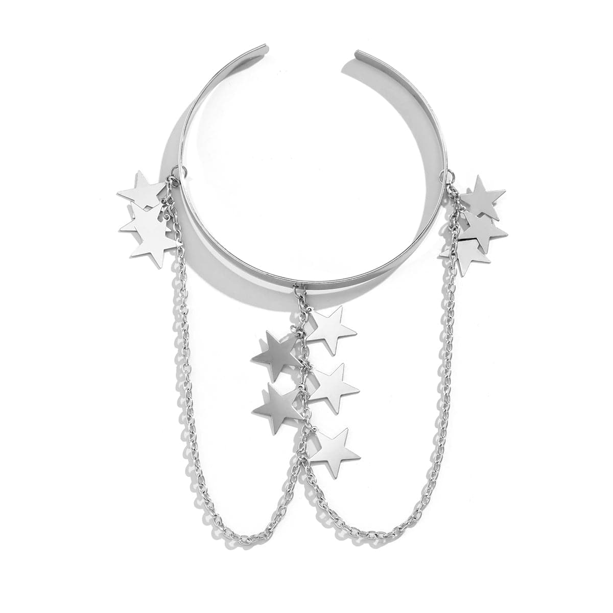 Silver-Plated Star Drop Chain Arm Cuff, vintage-inspired design, styled look