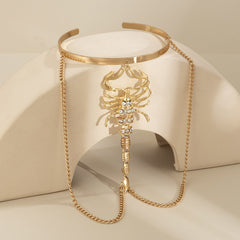 Cubic Zirconia & 18K Gold-Plated Chain Scorpion Arm Cuff