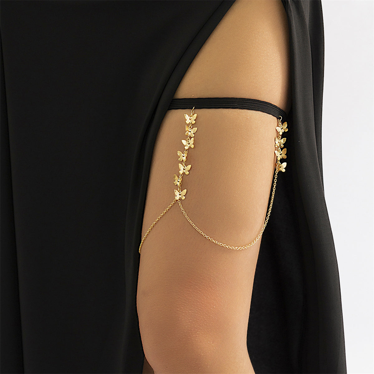 Black Nylon & 18K Gold-Plated Butterfly Leg Chain