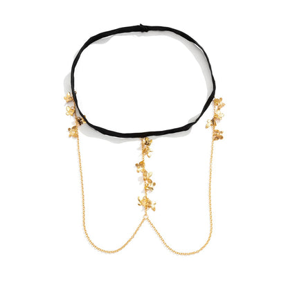 Black Nylon and 18K Gold-Plated Butterfly Leg Chain, gold pendant necklace for women, elegant gift for her, styled look