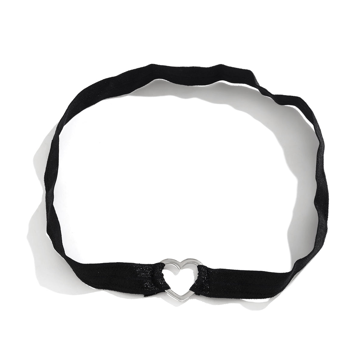 Black Nylon & Silver-Plated Heart Leg Chain