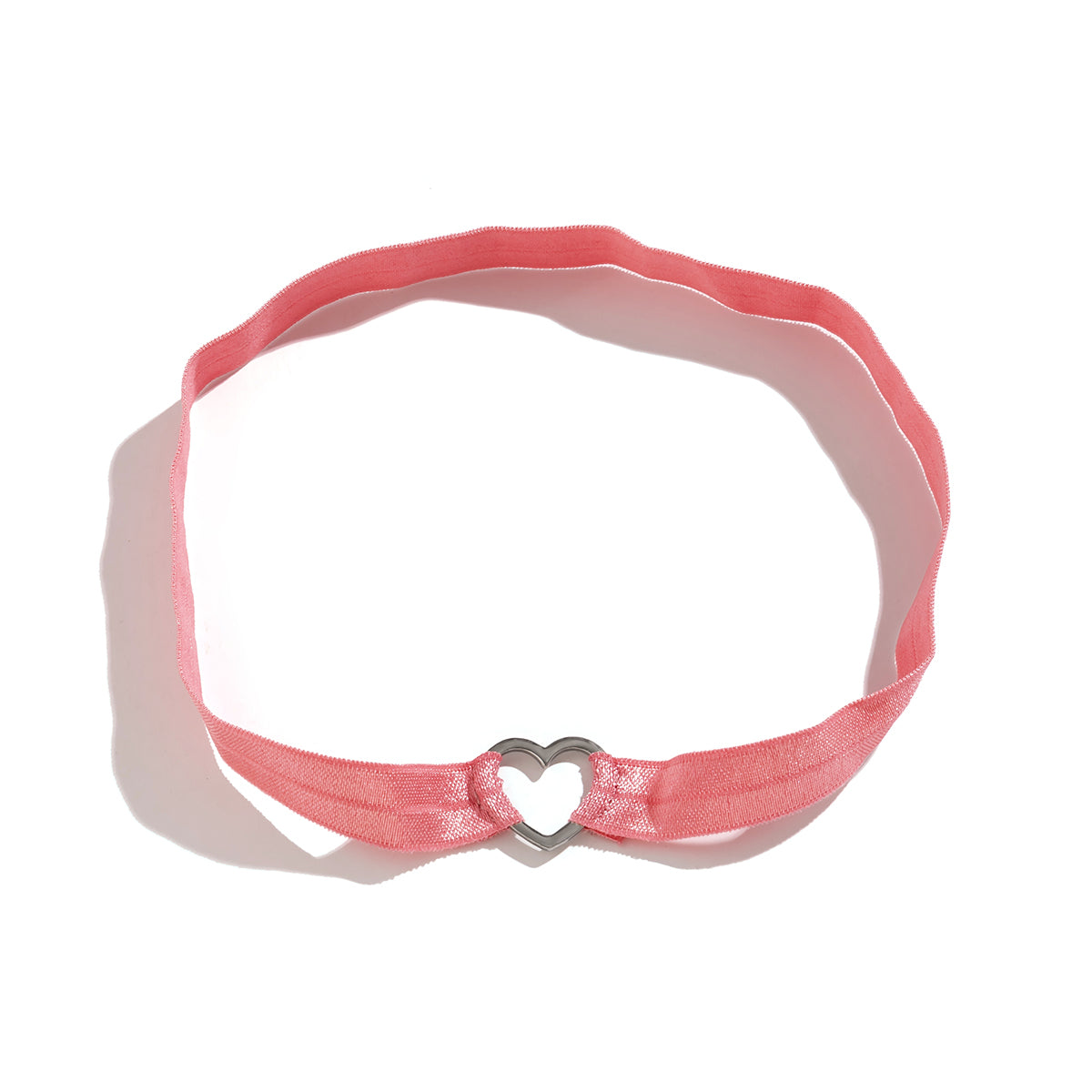 Pink Nylon and Silver-Plated Heart Garter, silver pendant necklace for women, vintage-inspired design, styled look