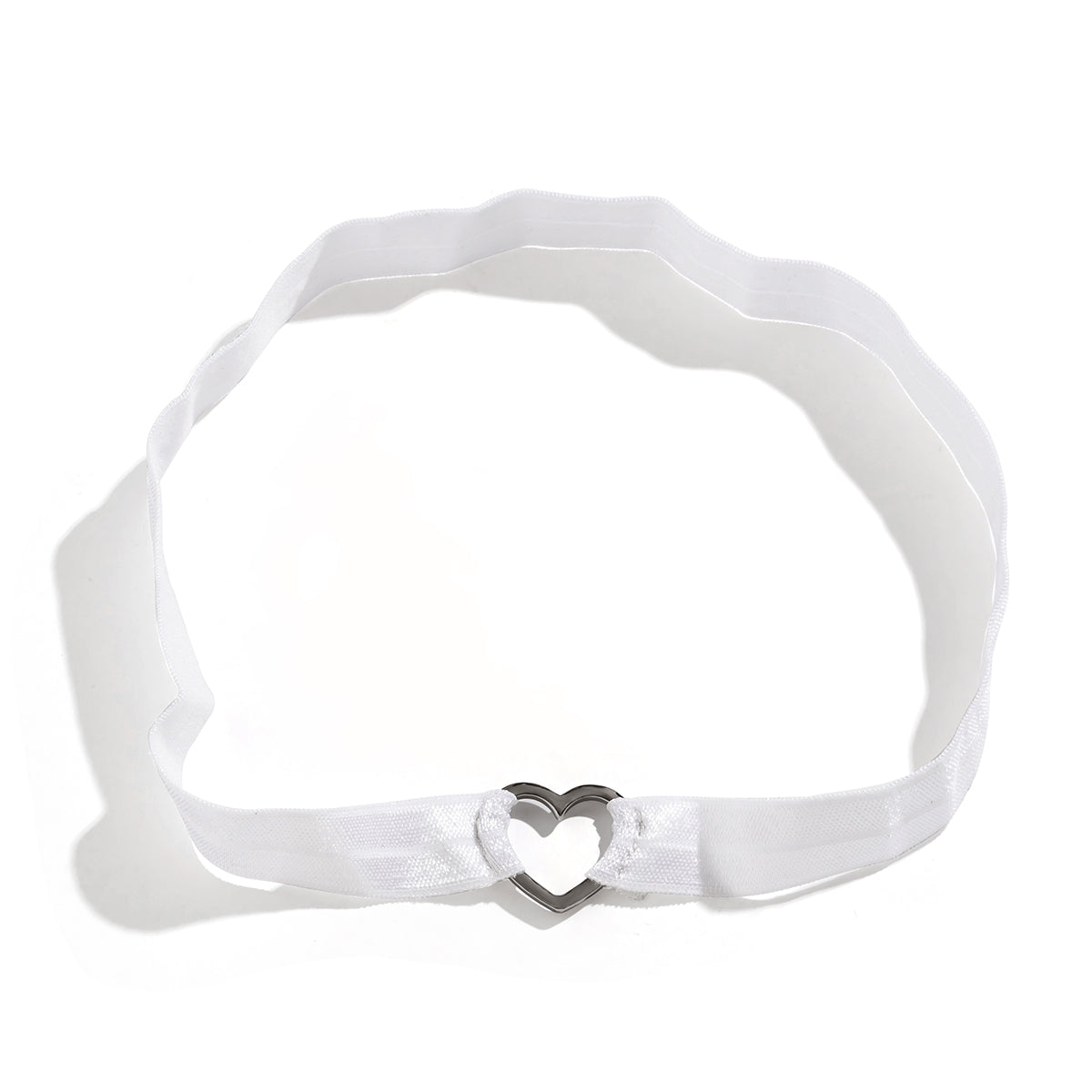 White Nylon and Silver-Plated Heart Garter, silver pendant necklace for women, botanical inspired, styled look