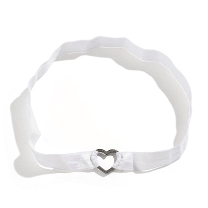 White Nylon and Silver-Plated Heart Garter, silver pendant necklace for women, botanical inspired, styled look