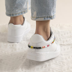 White & Yellow 'Be Happy' Smiley Face Beaded Anklet