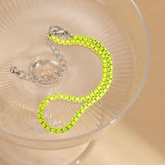 Fluorescent Green Enamel Popcorn Chain Anklet