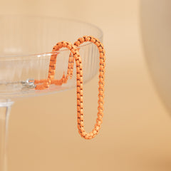 Orange Enamel & Silver-Plated Box Chain Anklet