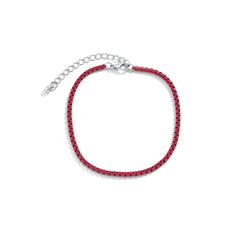 Red Enamel & Silver-Plated Box-Chain Anklet
