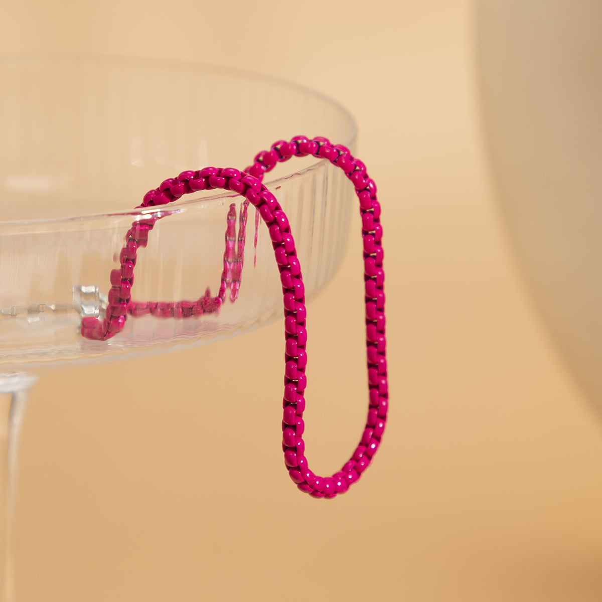Red Enamel and Silver-Plated Box-Chain Anklet, silver anklet bracelet, dainty minimalist design, side view