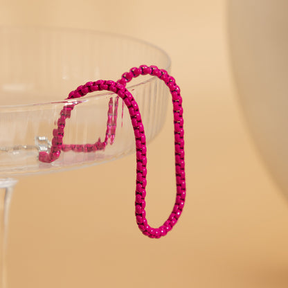 Red Enamel and Silver-Plated Box-Chain Anklet, silver anklet bracelet, dainty minimalist design, side view