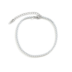 White Enamel & Silver-Plated Box Chain Anklet