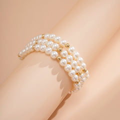 Pearl & 18K Gold-Plated Layered Beaded Anklet