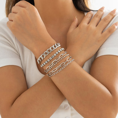Cubic Zirconia and Silver-Plated Tennis Bracelet Set, jewelry gift sets for women, dainty minimalist design, detail close-up