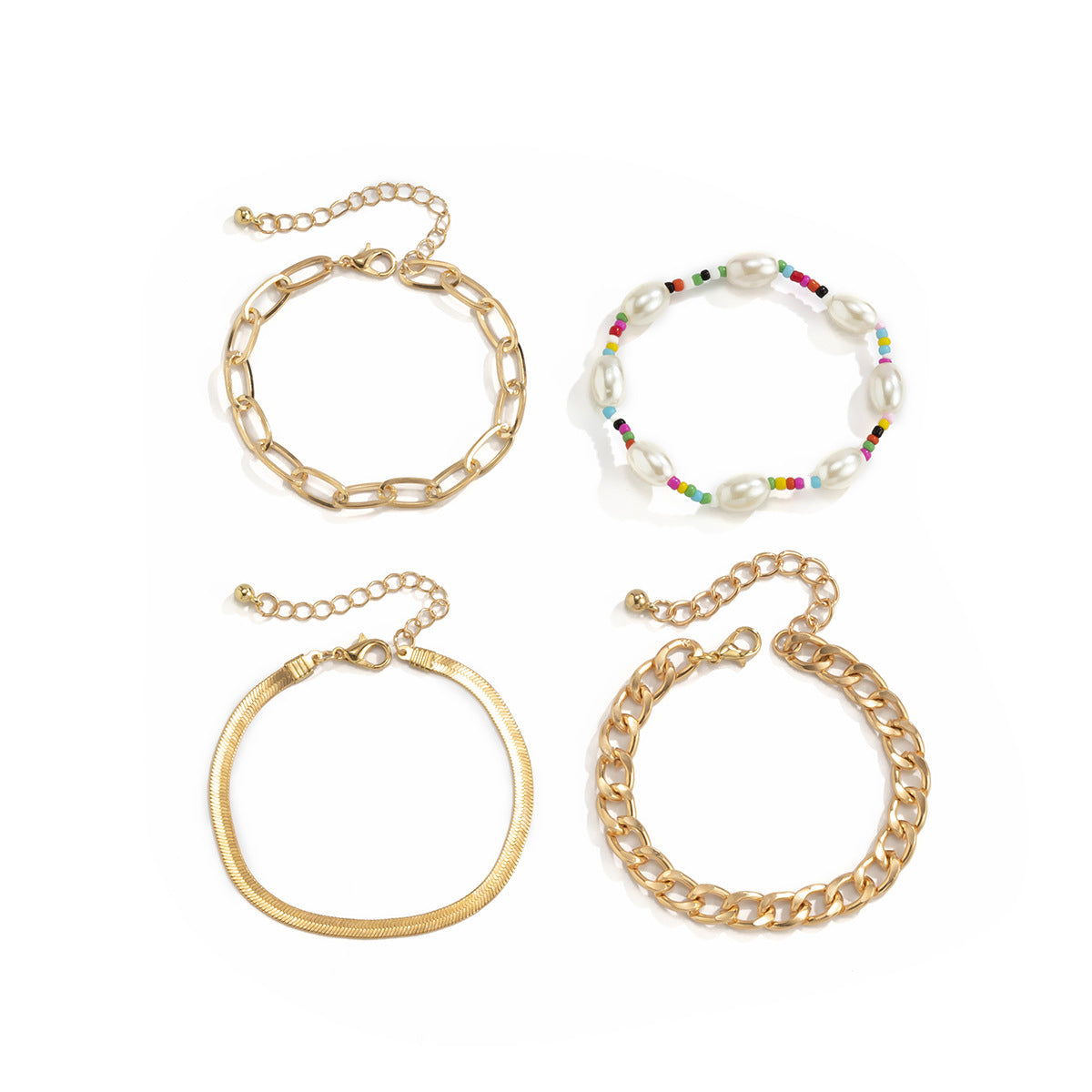 Multicolor Howlite and Pearl Beaded Stretch Bracelet Set, jewelry gift sets for women, botanical inspired, lifestyle look