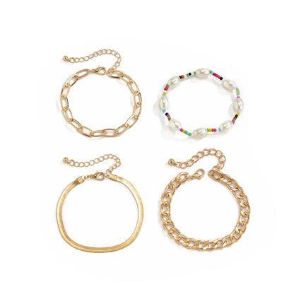 Multicolor Howlite and Pearl Beaded Stretch Bracelet Set, jewelry gift sets for women, botanical inspired, lifestyle look