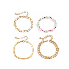 Multicolor Howlite & Pearl Beaded Stretch Bracelet Set