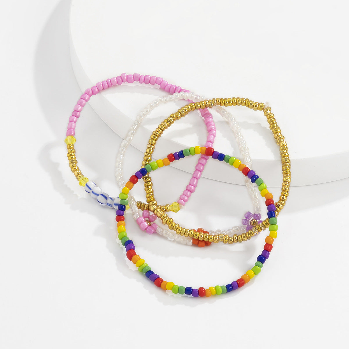 Multicolor Howlite & Acrylic Bead Stretch Bracelet Set