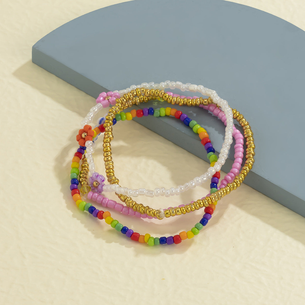 Multicolor Howlite & Acrylic Bead Stretch Bracelet Set