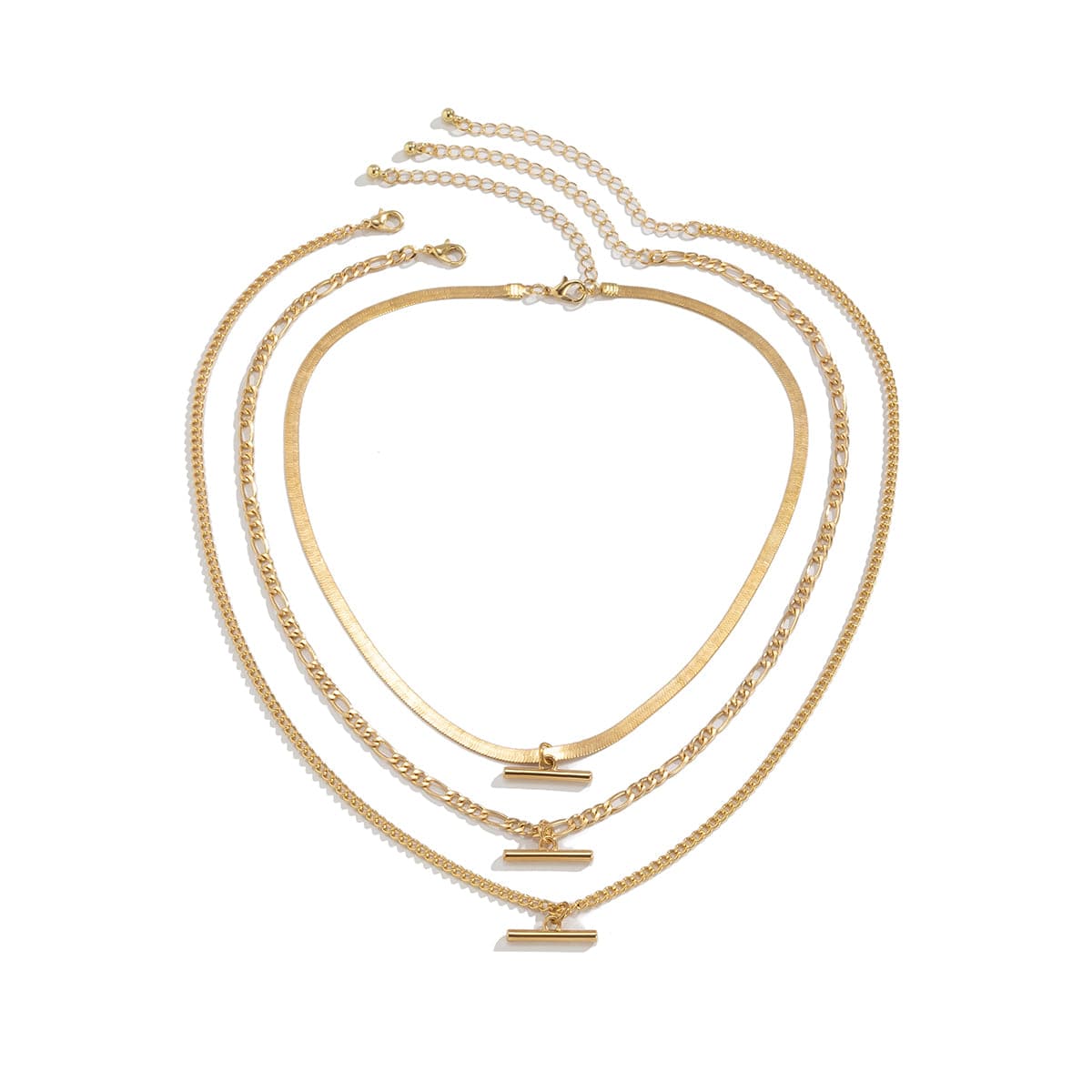 18K Gold-Plated Snake Chain Bar Pendant Necklace Set, jewelry gift sets for women, elegant gift for her, styled look