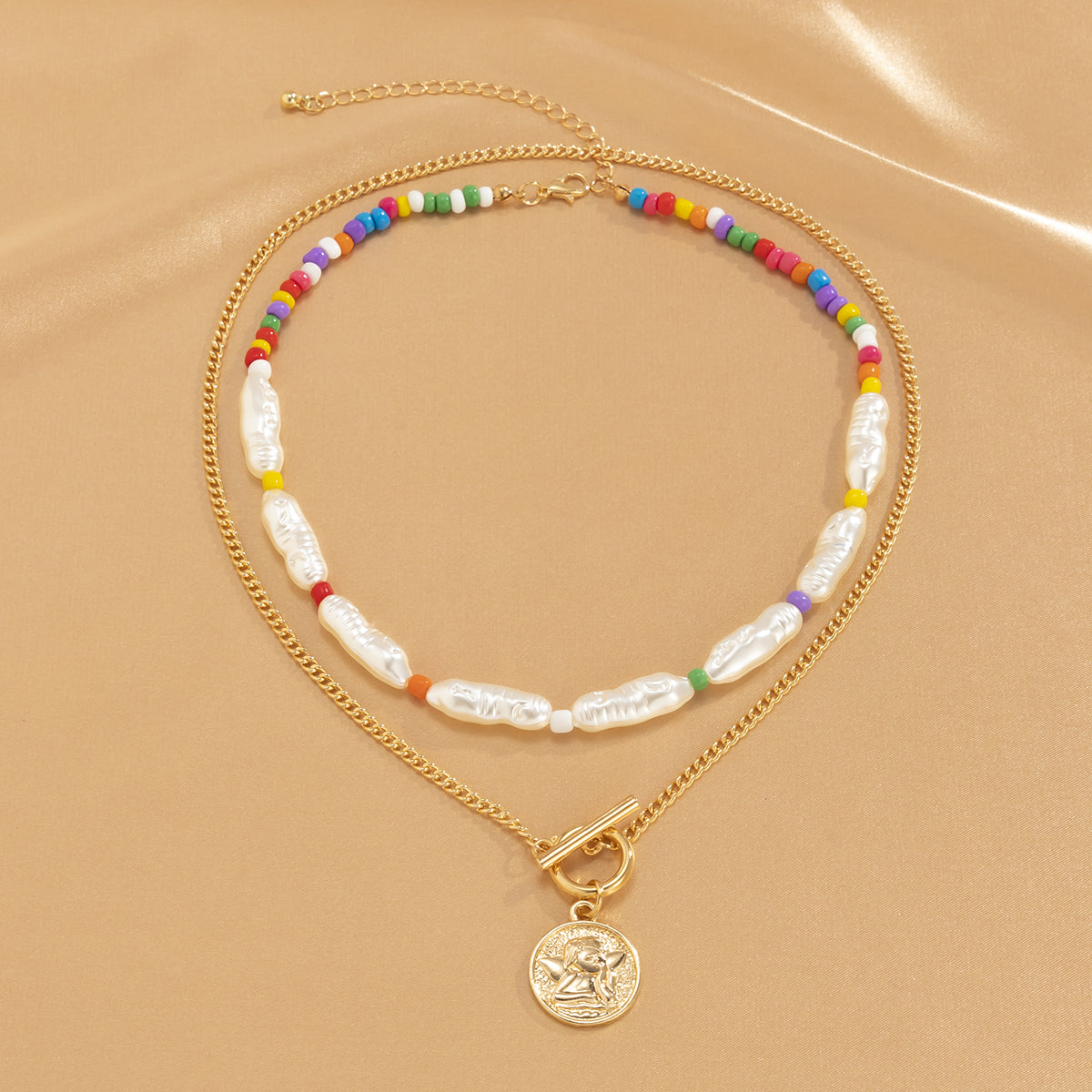 18K Gold-Plated Angel Pendant Necklace Set