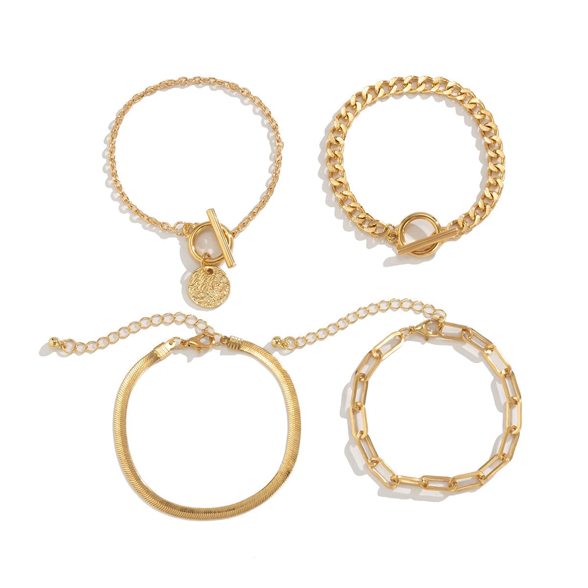 18K Gold-Plated Chain Adjustable Bracelet Set, jewelry gift sets for women, vintage-inspired design, detail close-up