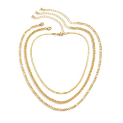 18K Gold-Plated Snake & Curb Chain Necklace Set
