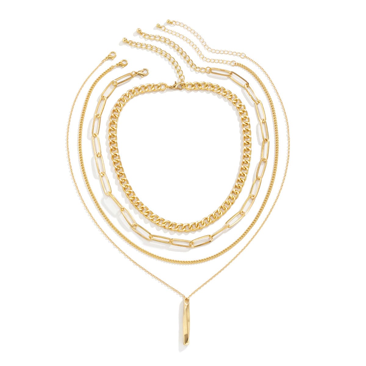18K Gold-Plated Bar Pendant Necklace Set