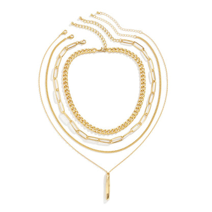18K Gold-Plated Bar Pendant Necklace Set, jewelry gift sets for women, vintage-inspired design, detail close-up