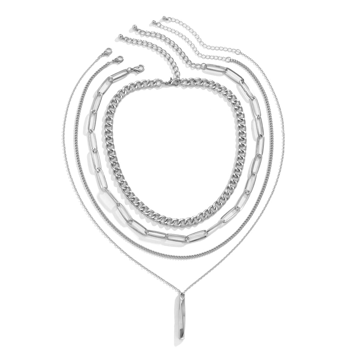 Silver-Plated Bar Pendant Necklace Set, jewelry gift sets for women, dainty minimalist design, lifestyle look