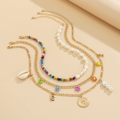 Pearl and Howlite 18K Gold-Plated Coin Pendant Necklace Set, jewelry gift sets for women, elegant gift for her, styled look