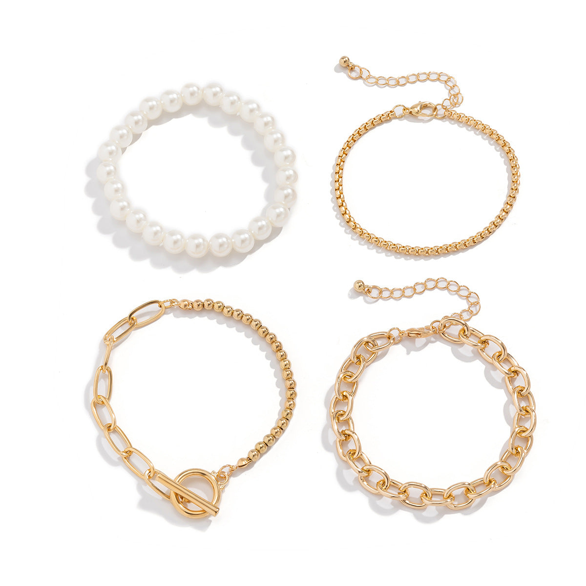Pearl & 18K Gold-Plated Stretch Bracelet Set