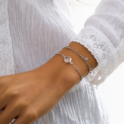 Crystal and Silver-Plated Station Bracelet Set, jewelry gift sets for women, elegant gift for her, front view