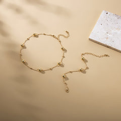 18K Gold-Plated Bead Chain Necklace & Bracelet Set
