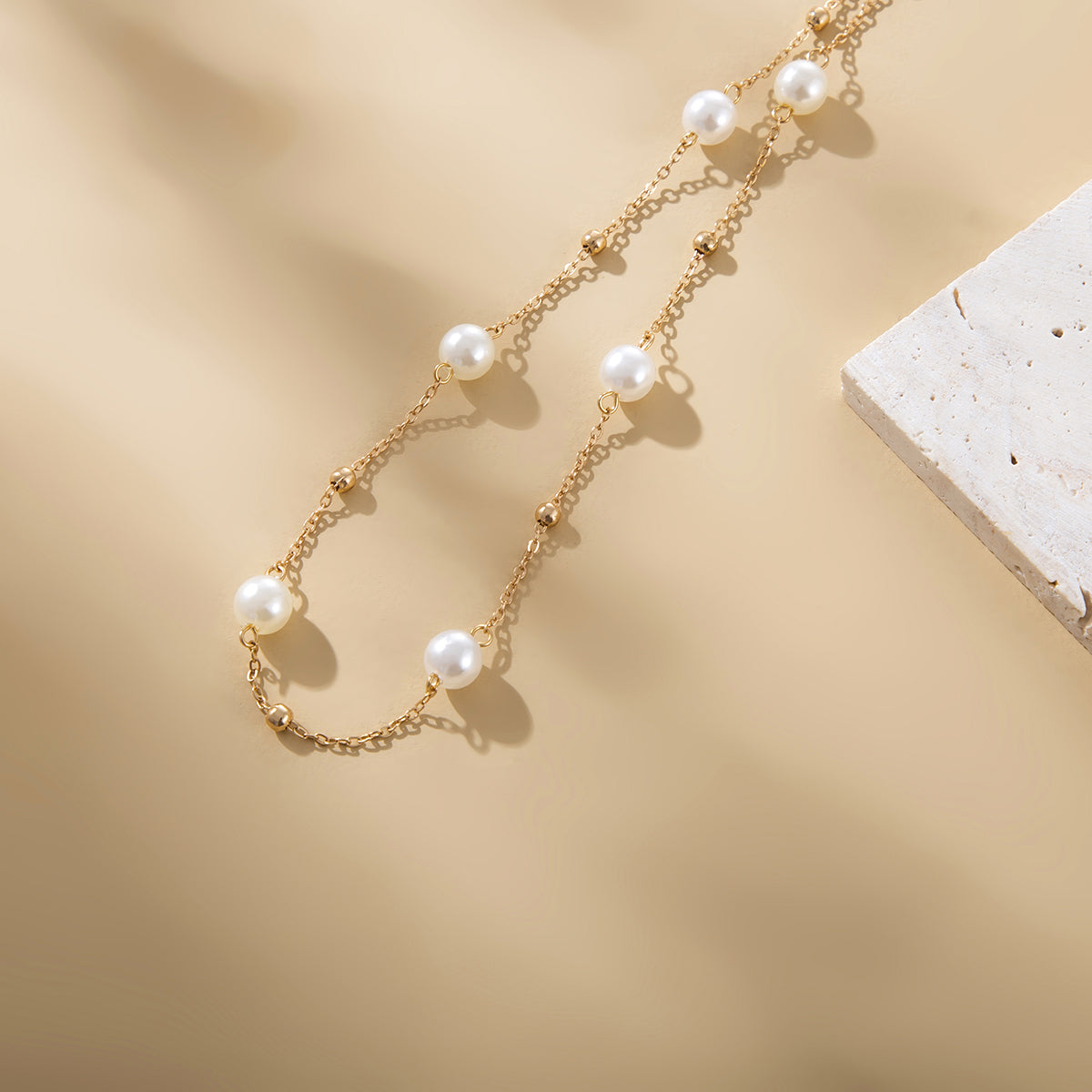 Pearl & 18K Gold-Plated Necklace & Bracelet Set