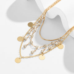 Cubic Zirconia & 18K Gold-Plated Sequin Tassel Necklace Set