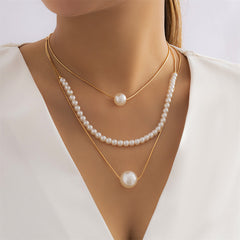 Pearl & 18K Gold-Plated Pendant Necklace Set