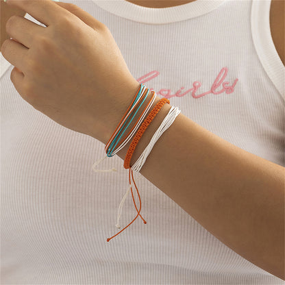 Teal and Orange Cord Bracelet Set, jewelry gift sets for women, everyday style, front view
