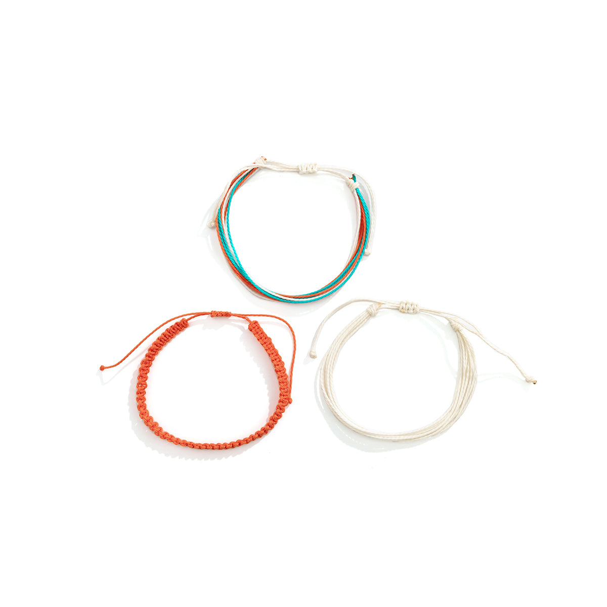 Teal and Orange Cord Bracelet Set, jewelry gift sets for women, everyday style, side view