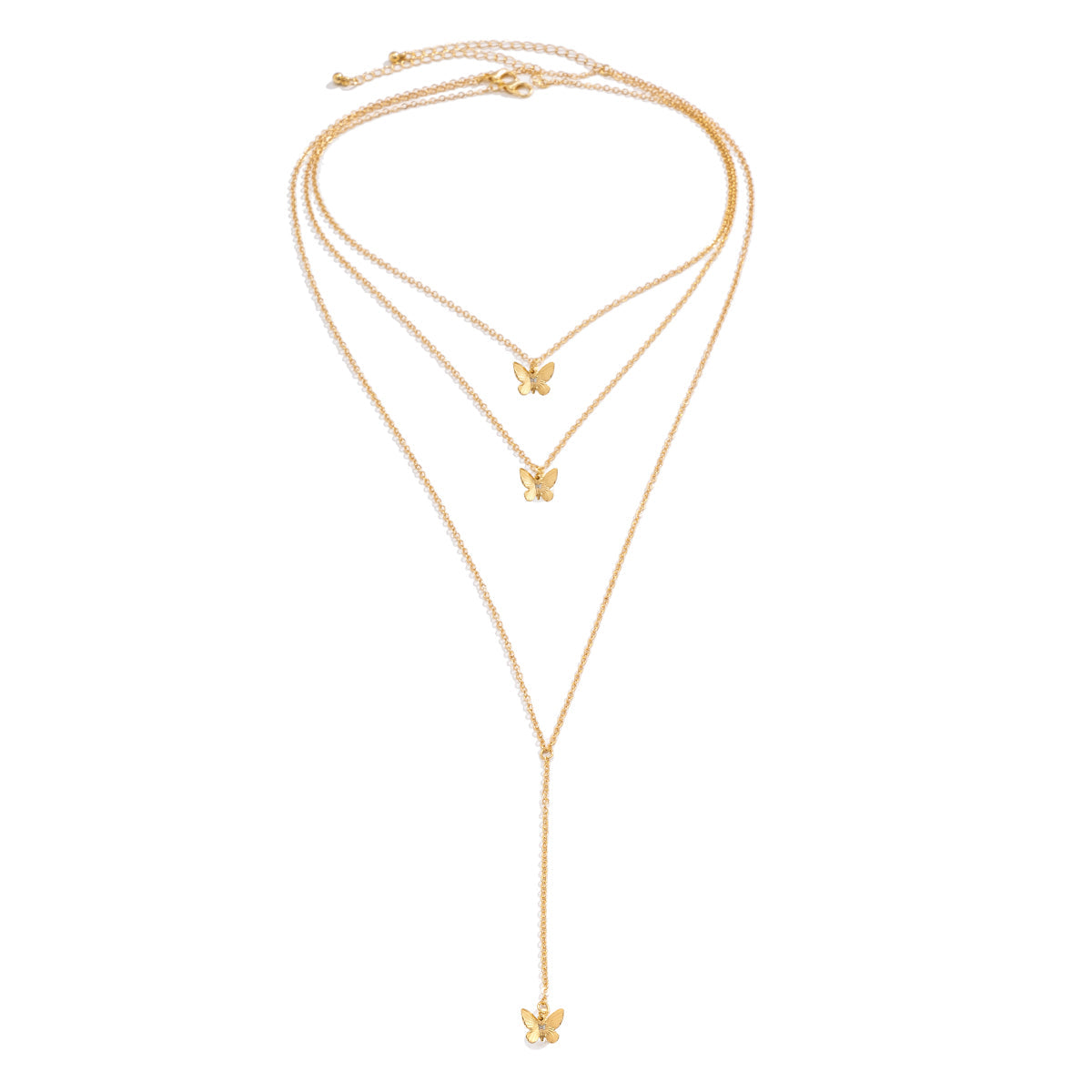 18K Gold-Plated Butterfly Drop Necklace Set