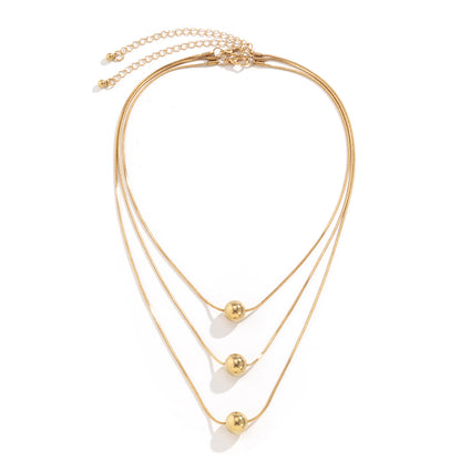 18K Gold-Plated Ball Necklace Set, jewelry gift sets for women, dainty minimalist design, side view