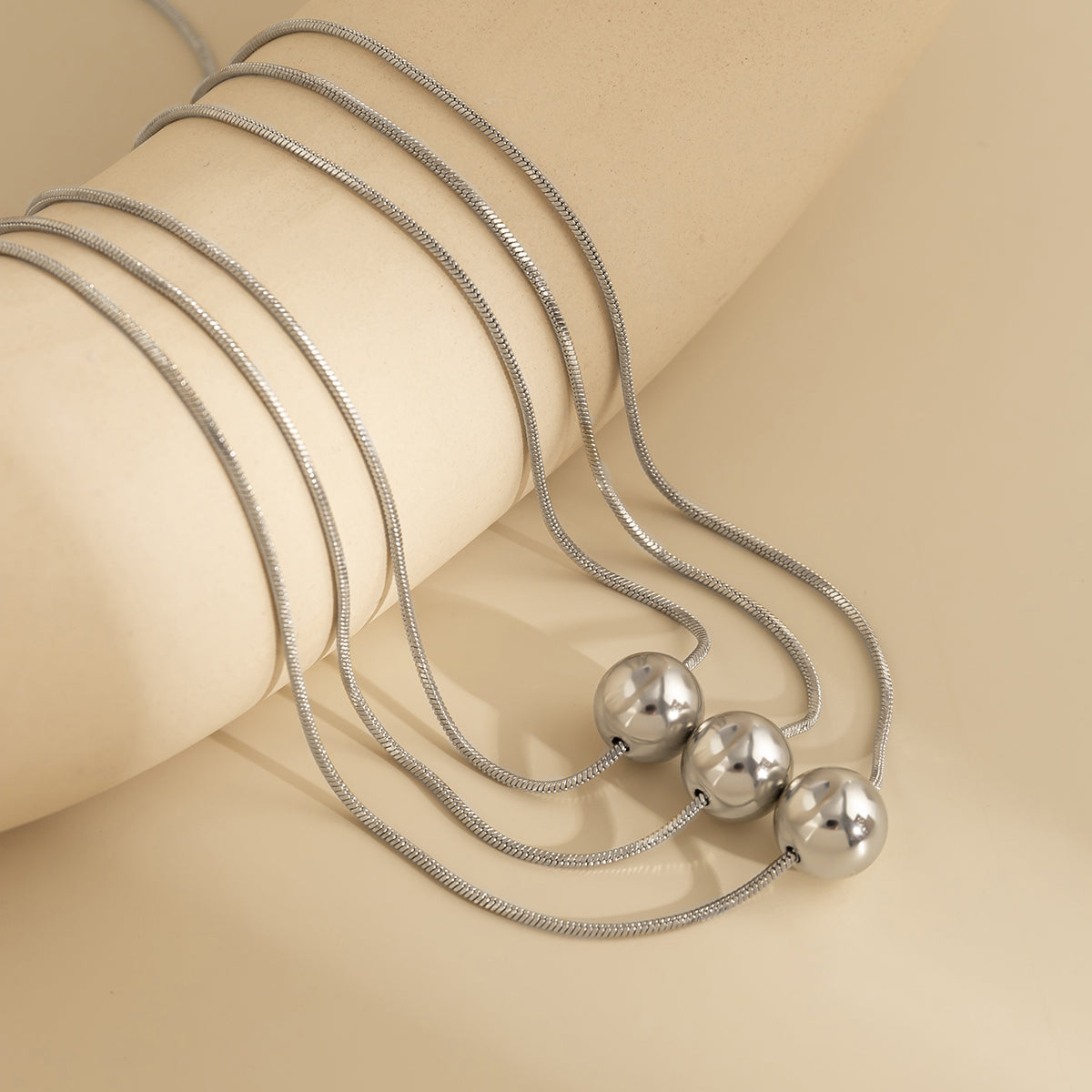 Silver-Plated Ball Pendant Necklace Set, jewelry gift sets for women, botanical inspired, lifestyle look