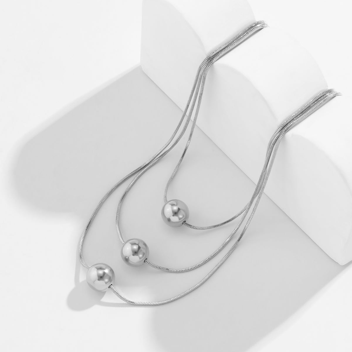 Silver-Plated Ball Pendant Necklace Set, jewelry gift sets for women, botanical inspired, styled look