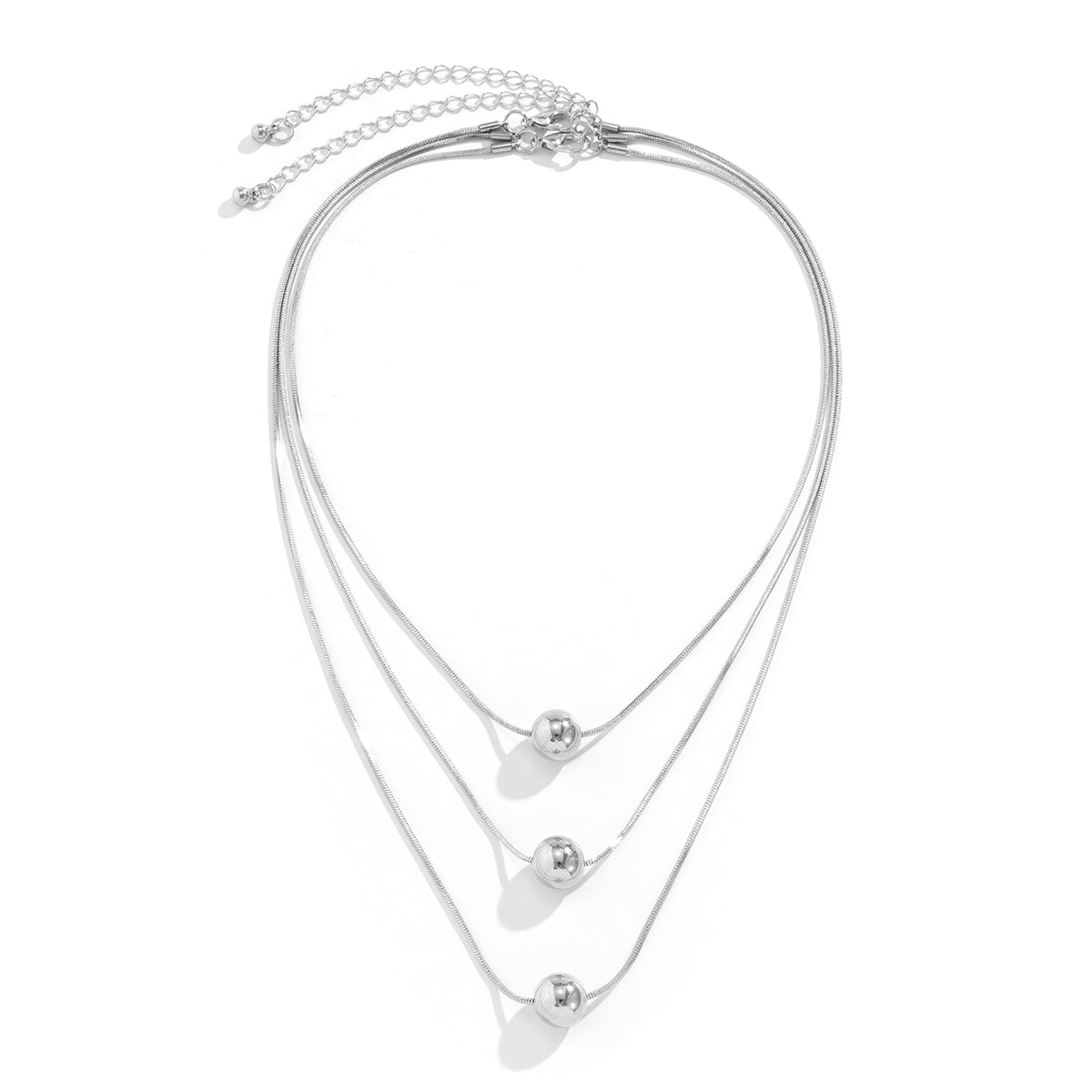 Silver-Plated Ball Pendant Necklace Set, jewelry gift sets for women, botanical inspired, side view