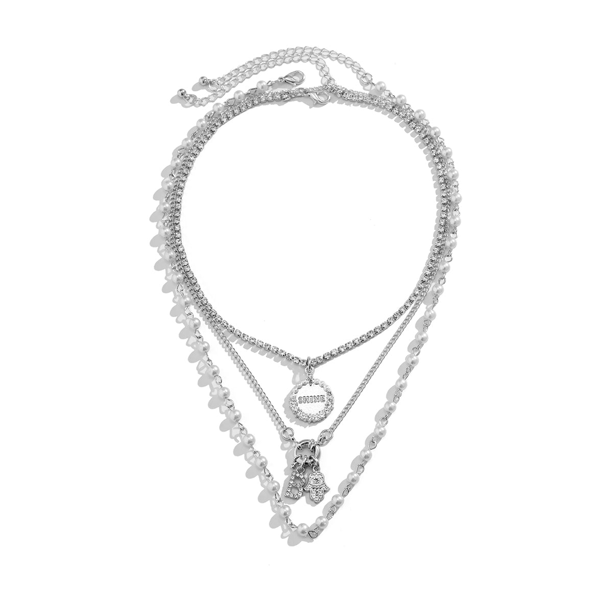Pearl & Cubic Zirconia 'Shine' Pendant Necklace - Set Of Three