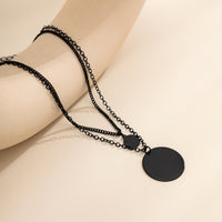 Black Rolo Chain & Curb Chain Pendant Necklace Set