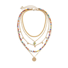 Colored Howlite & Acrylic 18K Gold-Plated Sequin Pendant Five-Piece Necklace Set