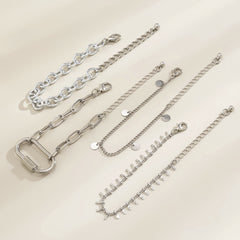 Silver-Plated Oval Charm Bracelet Set