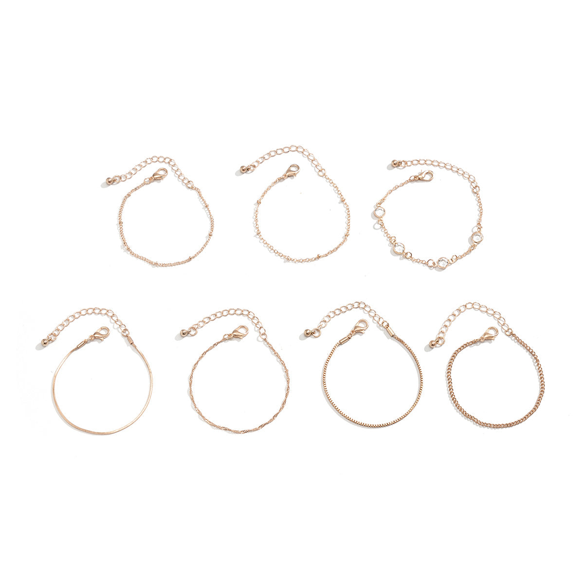 Cubic Zirconia & 18K Gold-Plated Chain Bracelet Set