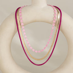 Red Enamel & 18K Gold-Plated Smiley Snake Chain Necklace Set
