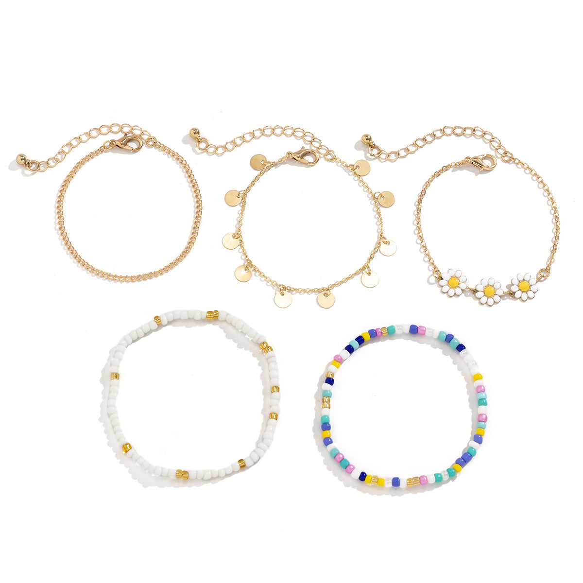 Multicolor Howlite & Enamel 18K Gold-Plated Mum Bracelet Set